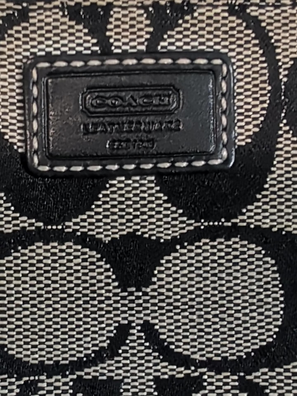 Coach Signature Zip Wristlet in Black and Tan - Picture 3 of 5
